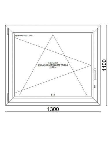 Kunststofffenster PVC Fenster 130x110 cm DREH/KIPP - Veka Softline 82 MD
