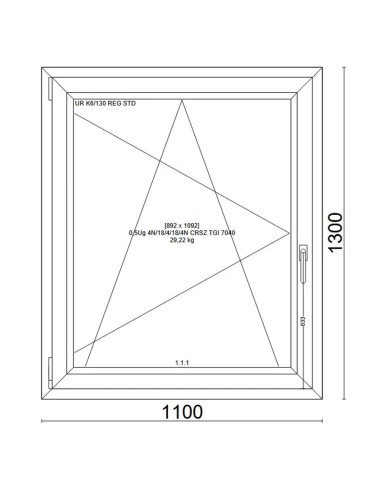 Kunststofffenster PVC Fenster 110x130 cm DREH/KIPP - Veka Softline 82 MD