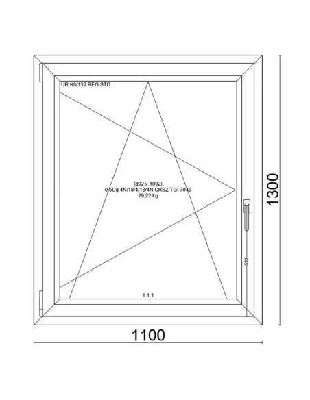 Kunststofffenster PVC Fenster 110x130 cm DREH/KIPP - Veka Softline 82 MD