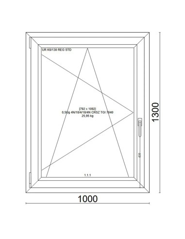Kunststofffenster PVC Fenster 100x130 cm DREH/KIPP - Veka Softline 82 MD
