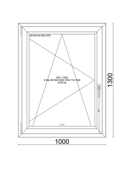 Kunststofffenster PVC Fenster 100x130 cm DREH/KIPP - Veka Softline 82 MD