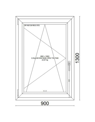 Kunststofffenster PVC Fenster 90x130 cm cm DREH/KIPP - Veka Softline 82 MD