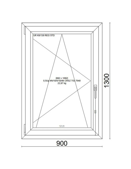 Kunststofffenster PVC Fenster 90x130 cm cm DREH/KIPP - Veka Softline 82 MD