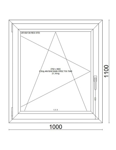 Kunststofffenster PVC Fenster 100x110 cm cm DREH/KIPP - Veka Softline 82 MD