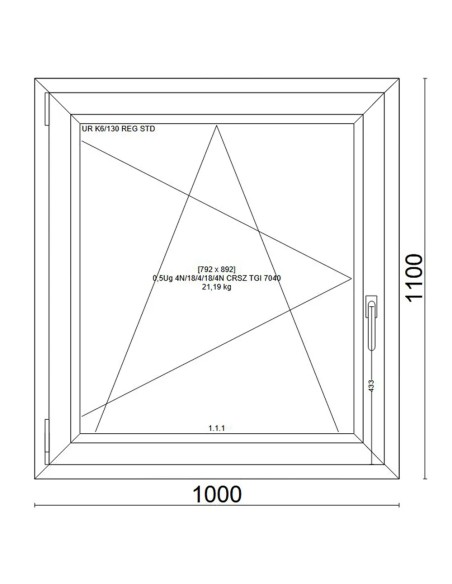 Kunststofffenster PVC Fenster 100x110 cm cm DREH/KIPP - Veka Softline 82 MD