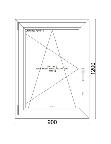 Kunststofffenster PVC Fenster 90x120 cm cm DREH/KIPP - Veka Softline 82 MD