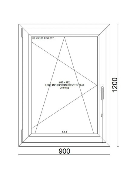 Kunststofffenster PVC Fenster 90x120 cm cm DREH/KIPP - Veka Softline 82 MD