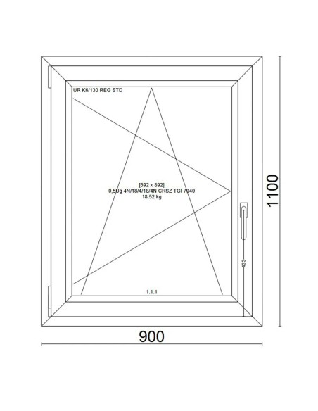 Kunststofffenster PVC Fenster 90x110 cm cm DREH/KIPP - Veka Softline 82 MD
