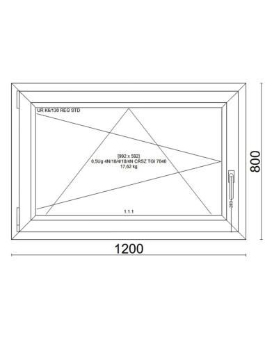 Kunststofffenster PVC Fenster 120x80 cm cm DREH/KIPP - Veka Softline 82 MD