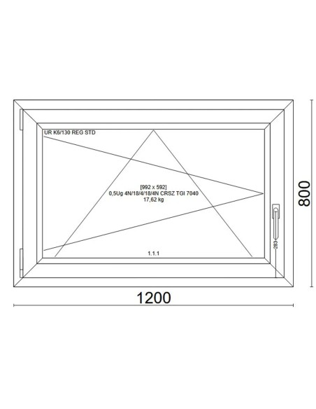 Kunststofffenster PVC Fenster 120x80 cm cm DREH/KIPP - Veka Softline 82 MD