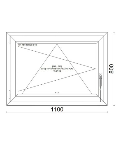 Kunststofffenster PVC Fenster 110x80 cm cm DREH/KIPP - Veka Softline 82 MD