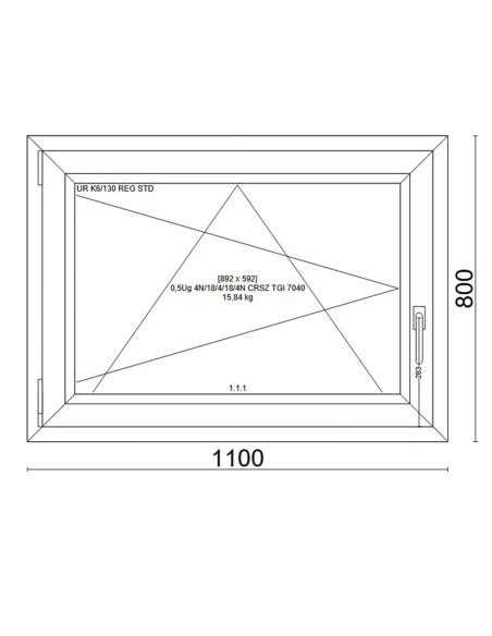 Kunststofffenster PVC Fenster 110x80 cm cm DREH/KIPP - Veka Softline 82 MD