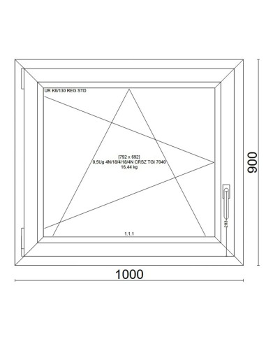 Kunststofffenster PVC Fenster 100x90 cm cm DREH/KIPP - Veka Softline 82 MD