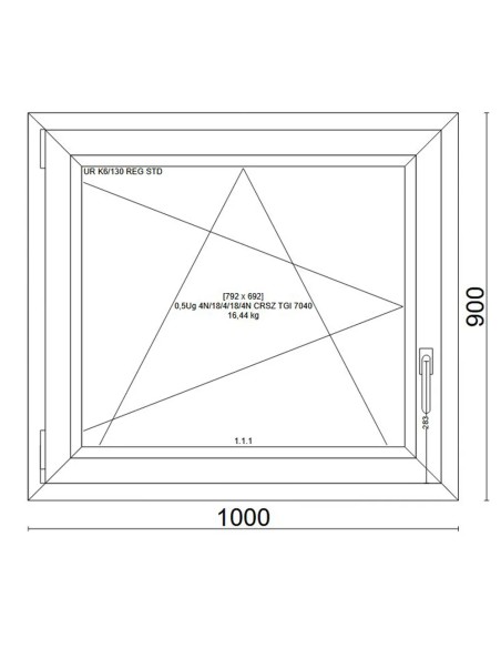 Kunststofffenster PVC Fenster 100x90 cm cm DREH/KIPP - Veka Softline 82 MD