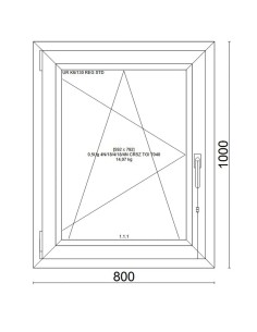 Kunststofffenster PVC Fenster 80x100 cm cm DREH/KIPP - Veka Softline 82 MD 2