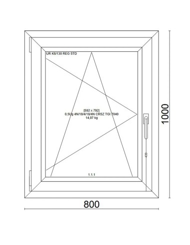 Kunststofffenster PVC Fenster 80x100 cm cm DREH/KIPP - Veka Softline 82 MD