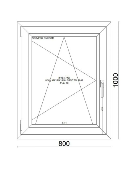 Kunststofffenster PVC Fenster 80x100 cm cm DREH/KIPP - Veka Softline 82 MD