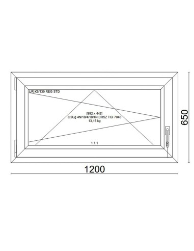 Kunststofffenster PVC Fenster 120x65 cm cm DREH/KIPP - Veka Softline 82 MD