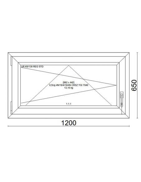 Kunststofffenster PVC Fenster 120x65 cm cm DREH/KIPP - Veka Softline 82 MD