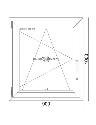 Kunststofffenster PVC Fenster 90x100 cm cm DREH/KIPP - Veka Softline 82 MD