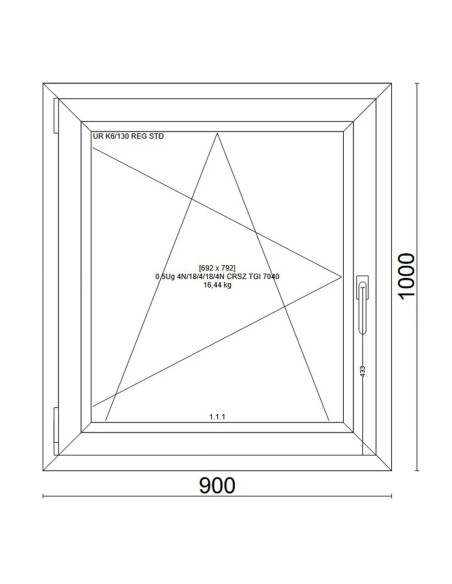Kunststofffenster PVC Fenster 90x100 cm cm DREH/KIPP - Veka Softline 82 MD