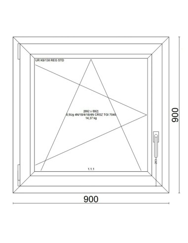 Kunststofffenster PVC Fenster 90x90 cm cm DREH/KIPP - Veka Softline 82 MD