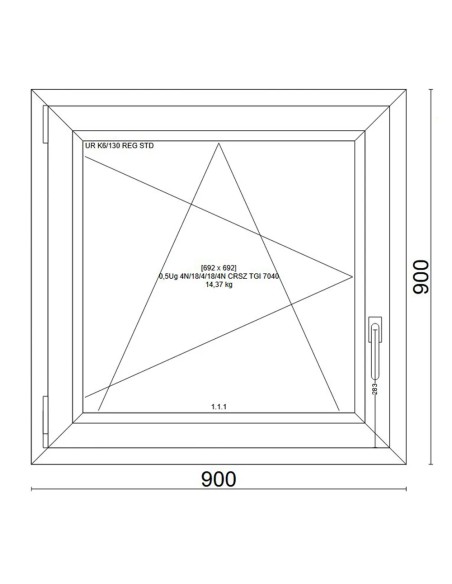 Kunststofffenster PVC Fenster 90x90 cm cm DREH/KIPP - Veka Softline 82 MD