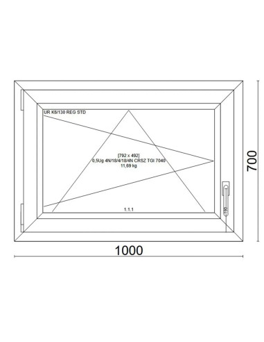 Kunststofffenster PVC Fenster 100x70 cm cm DREH/KIPP - Veka Softline 82 MD