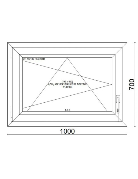 Kunststofffenster PVC Fenster 100x70 cm cm DREH/KIPP - Veka Softline 82 MD