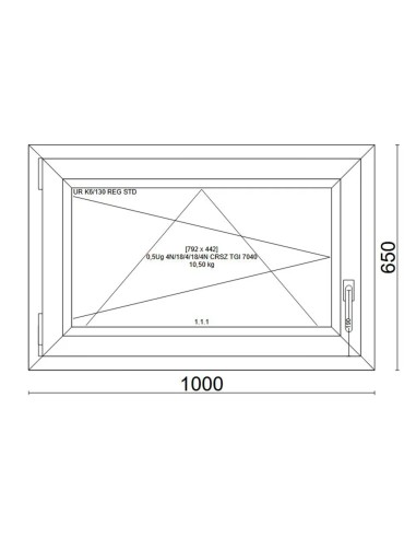 Kunststofffenster PVC Fenster 100x65 cm cm DREH/KIPP - Veka Softline 82 MD