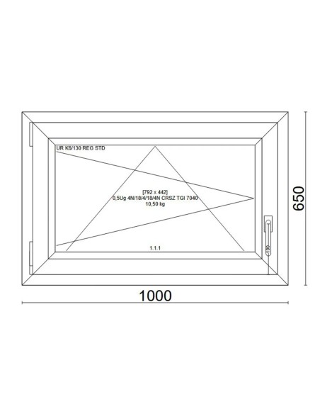 Kunststofffenster PVC Fenster 100x65 cm cm DREH/KIPP - Veka Softline 82 MD
