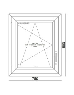 Kunststofffenster PVC Fenster 75x90 cm cm DREH/KIPP - Veka Softline 82 MD 2