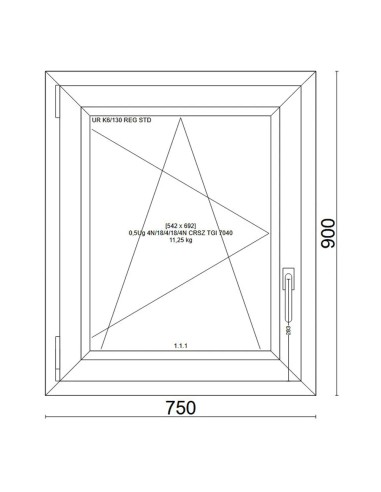 Kunststofffenster PVC Fenster 75x90 cm cm DREH/KIPP - Veka Softline 82 MD