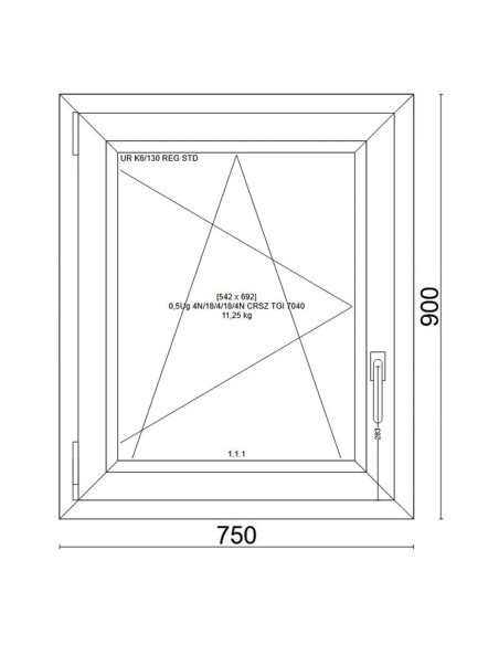 Kunststofffenster PVC Fenster 75x90 cm cm DREH/KIPP - Veka Softline 82 MD