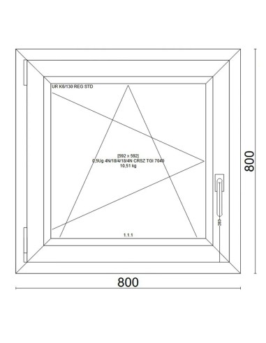 Kunststofffenster PVC Fenster 80x80 cm cm DREH/KIPP - Veka Softline 82 MD