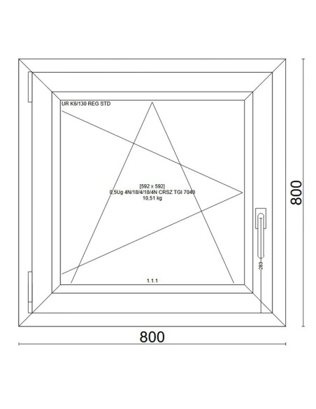 Kunststofffenster PVC Fenster 80x80 cm cm DREH/KIPP - Veka Softline 82 MD