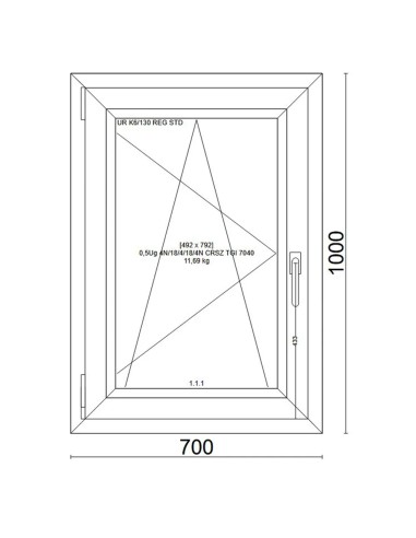 Kunststofffenster PVC Fenster 70x100 cm cm DREH/KIPP - Veka Softline 82 MD