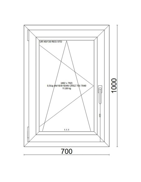 Kunststofffenster PVC Fenster 70x100 cm cm DREH/KIPP - Veka Softline 82 MD