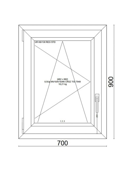 Kunststofffenster PVC Fenster 70x90 cm cm DREH/KIPP - Veka Softline 82 MD