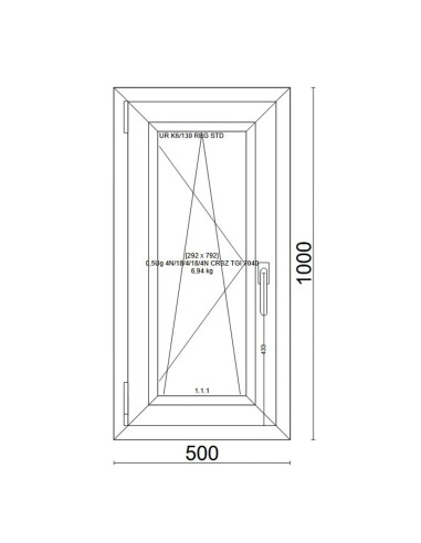Kunststofffenster PVC Fenster 50x100 cm cm DREH/KIPP - Veka Softline 82 MD