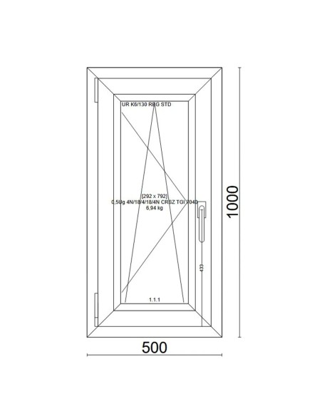 Kunststofffenster PVC Fenster 50x100 cm cm DREH/KIPP - Veka Softline 82 MD