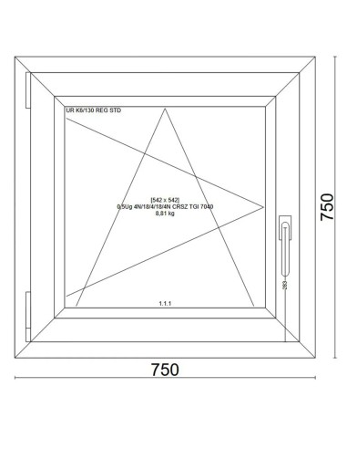 Kunststofffenster PVC Fenster 75x75 cm cm DREH/KIPP - Veka Softline 82 MD