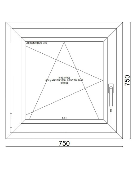 Kunststofffenster PVC Fenster 75x75 cm cm DREH/KIPP - Veka Softline 82 MD