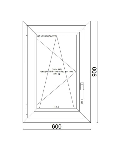 Kunststofffenster PVC Fenster 60x90 cm cm DREH/KIPP - Veka Softline 82 MD