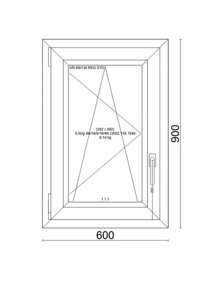 Kunststofffenster PVC Fenster 60x90 cm cm DREH/KIPP - Veka Softline 82 MD