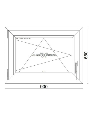 Kunststofffenster PVC Fenster 90x65 cm cm DREH/KIPP - Veka Softline 82 MD