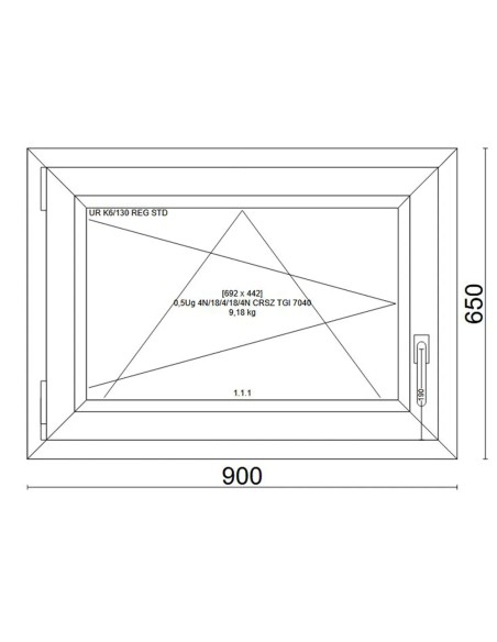 Kunststofffenster PVC Fenster 90x65 cm cm DREH/KIPP - Veka Softline 82 MD