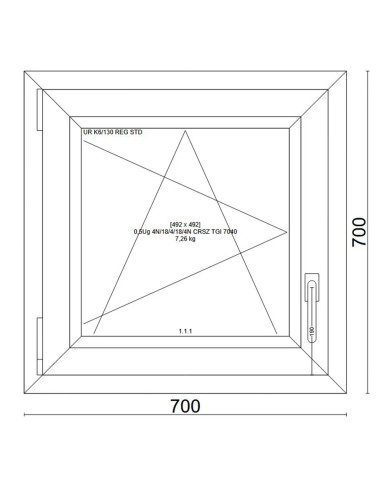 Kunststofffenster PVC Fenster 70x70 cm cm DREH/KIPP - Veka Softline 82 MD