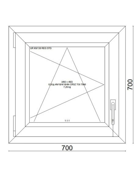 Kunststofffenster PVC Fenster 70x70 cm cm DREH/KIPP - Veka Softline 82 MD