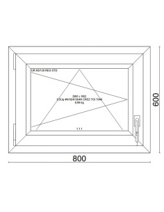 Kunststofffenster PVC Fenster 80x60 cm cm DREH/KIPP - Veka Softline 82 MD 2